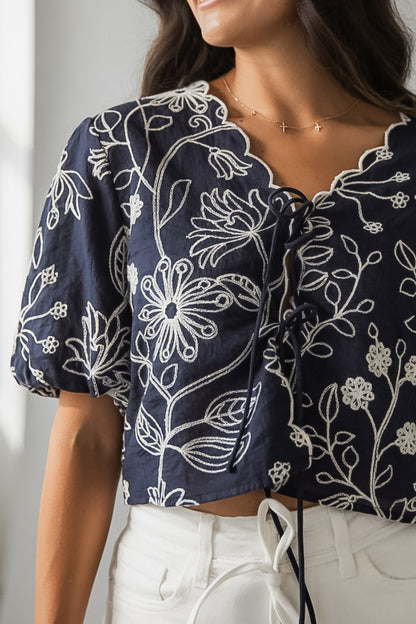 Dressed For It Floral Embroidered Blouse