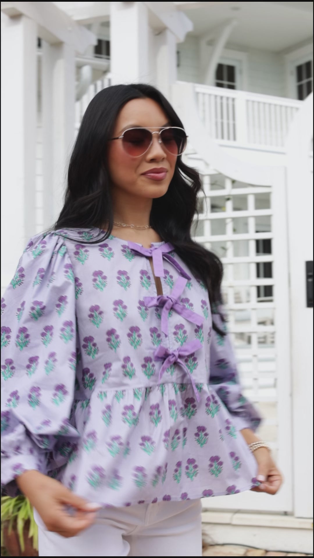 FINAL SALE - Rosewood Charm Floral Bow Front Blouse