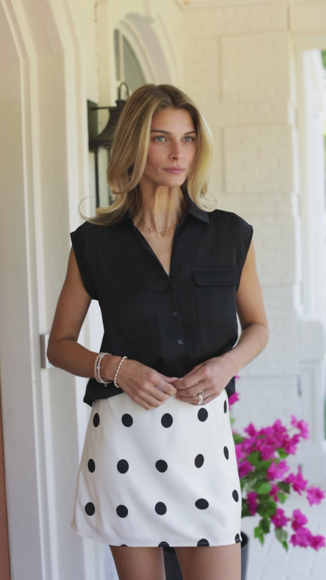 Playful Poise Polka Dot Cream Mini Skirt