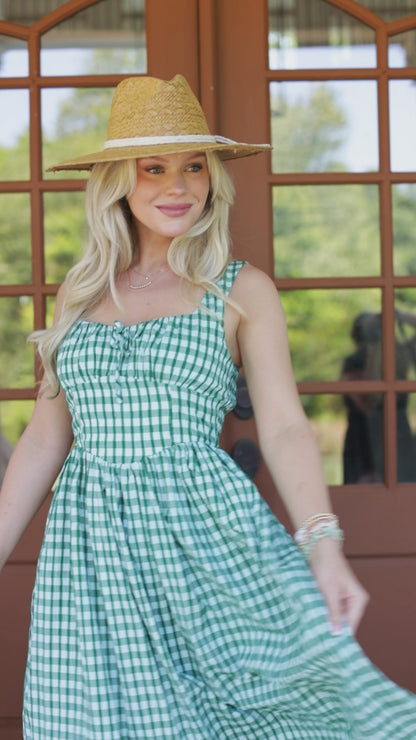 Just Imagine Green Gingham Midi Dress