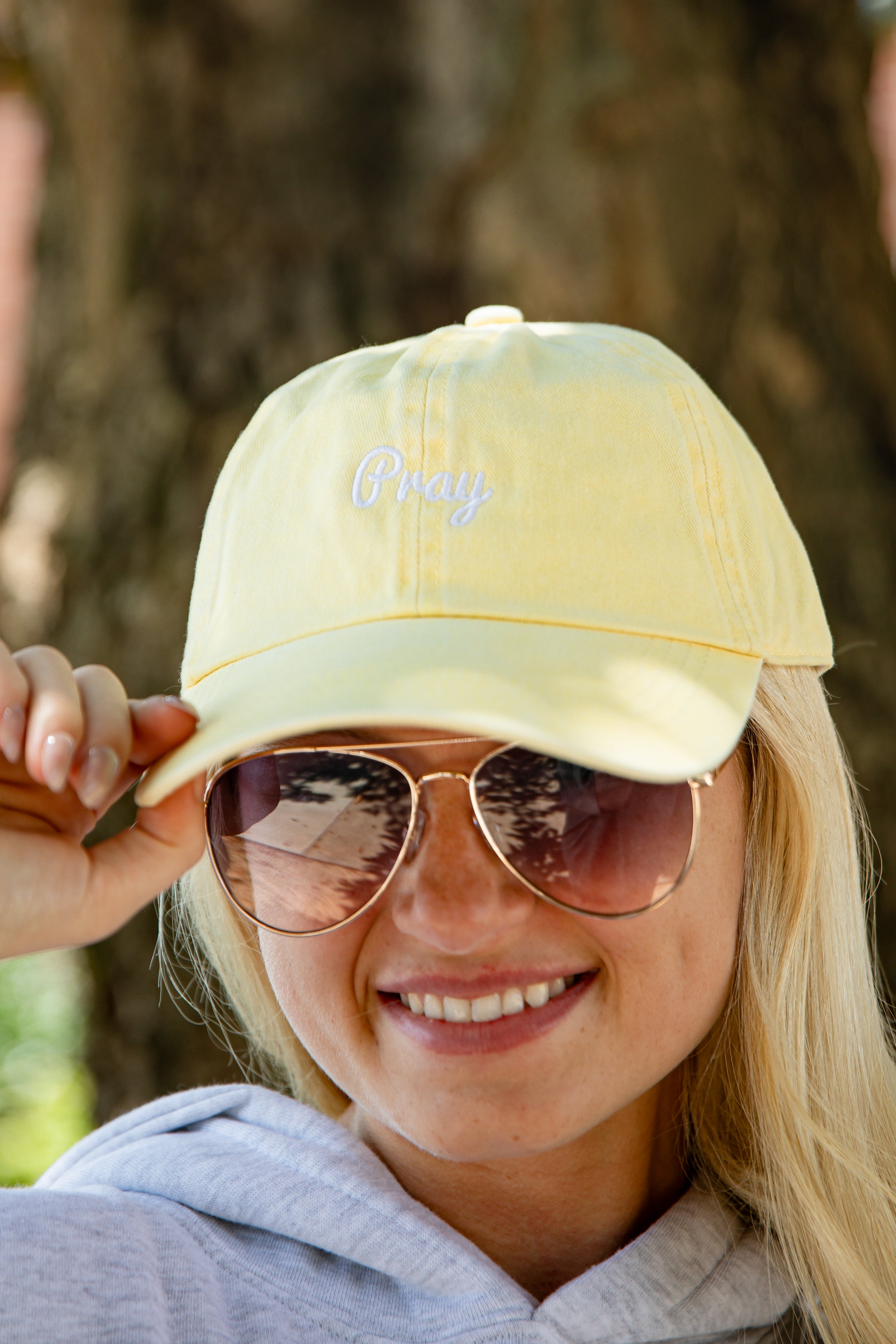 Yellow pray embroidered baseball dad hat