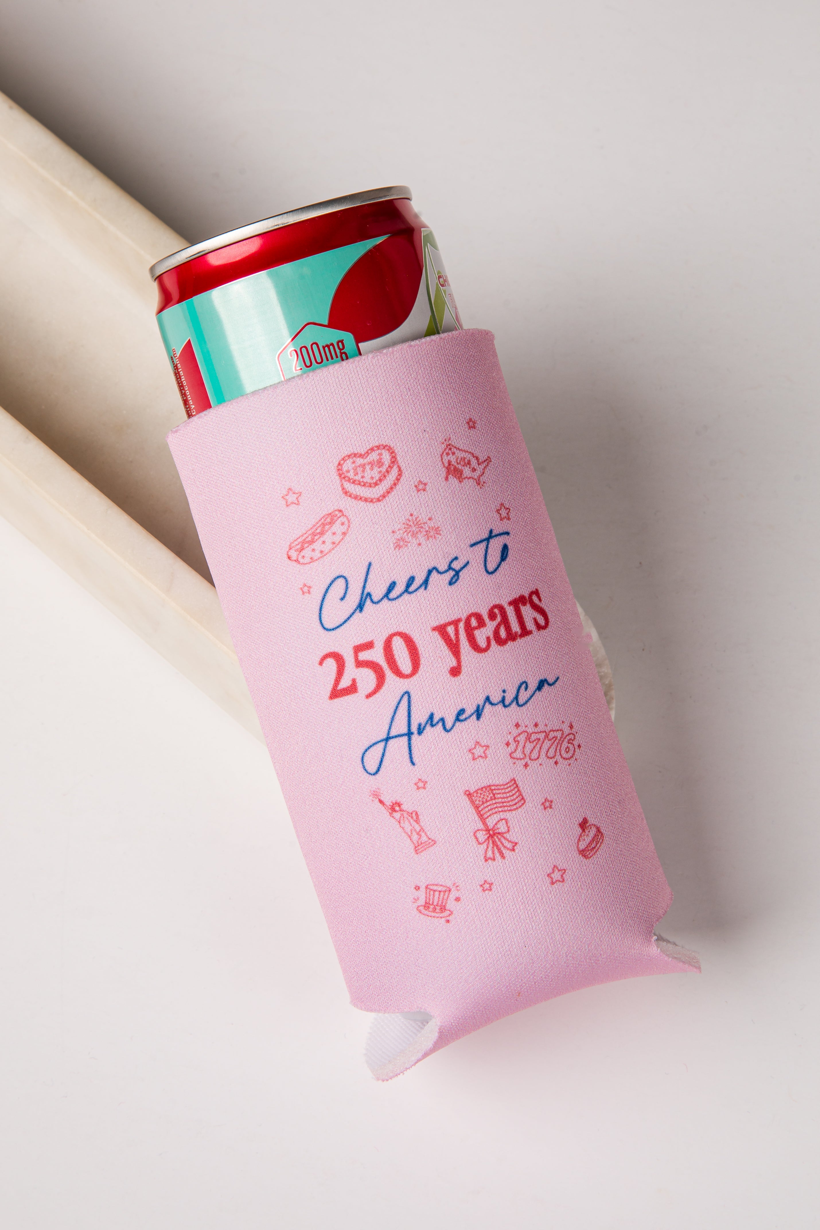 Pink can cooler with &