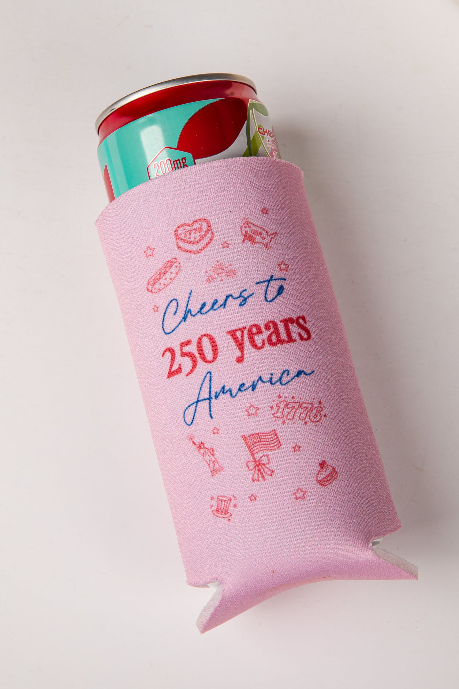 Pink can cooler with &