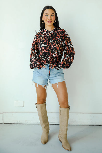 Luxe Possibilities Black Floral Blouse