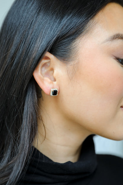 Sutton Black Gemstone Stud Earrings