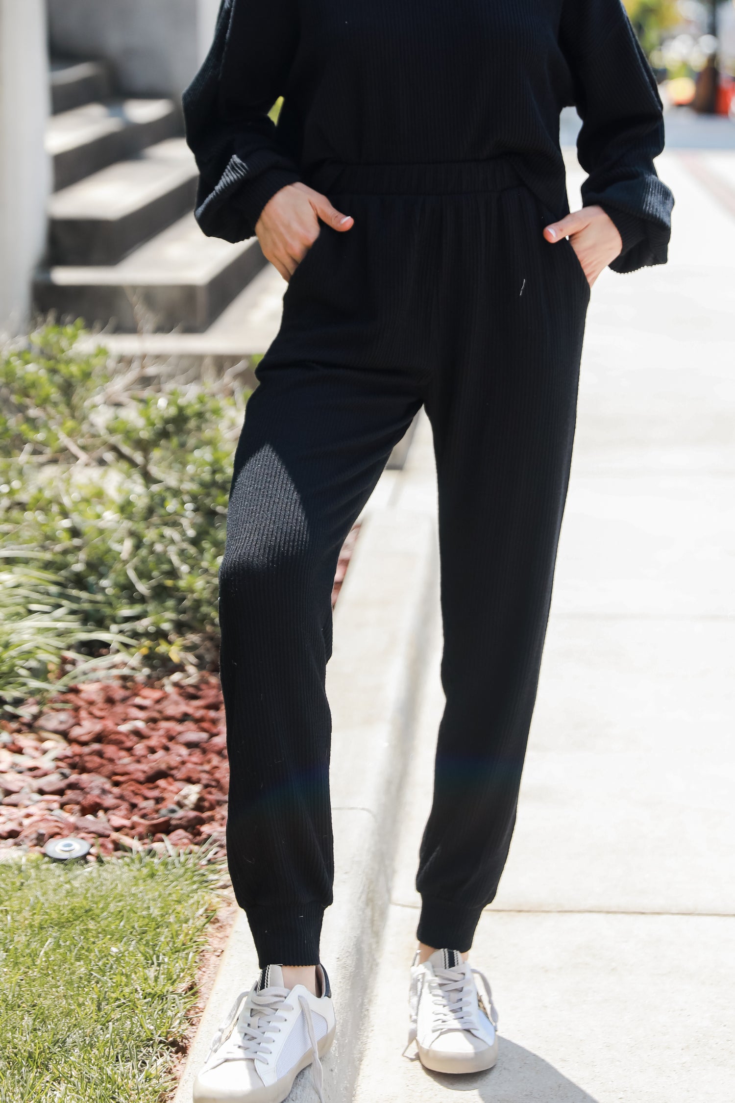 black Corded Joggers