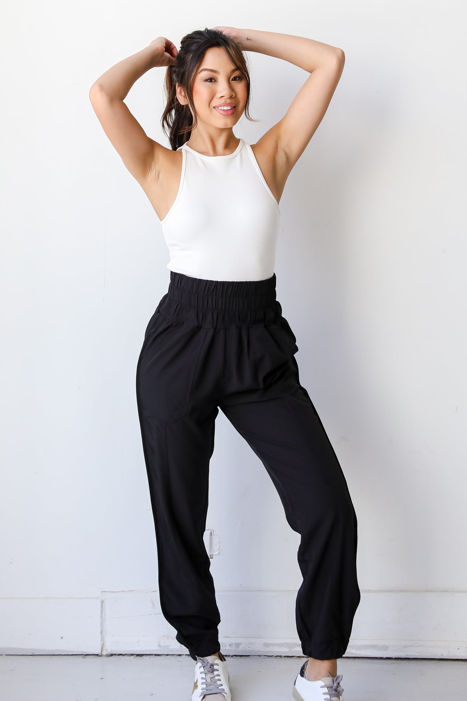 black Joggers on dress up model