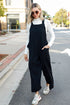 black Textured Wide Leg Jumpsuit