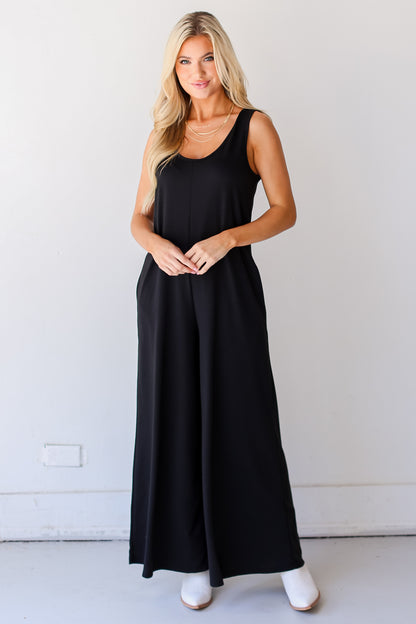 comfy black Wide Leg Jumpsuit for women