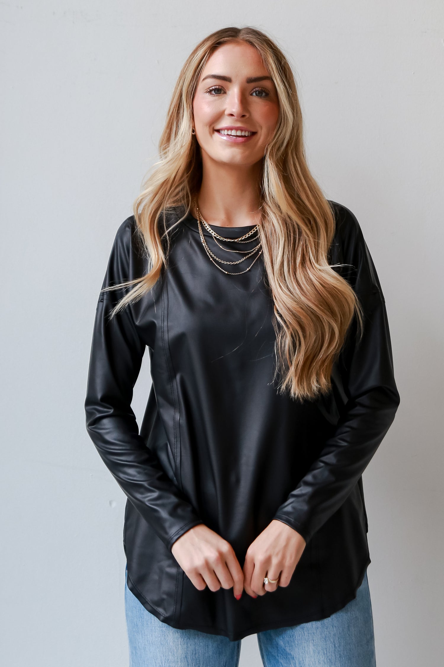 Black Leather Top front view