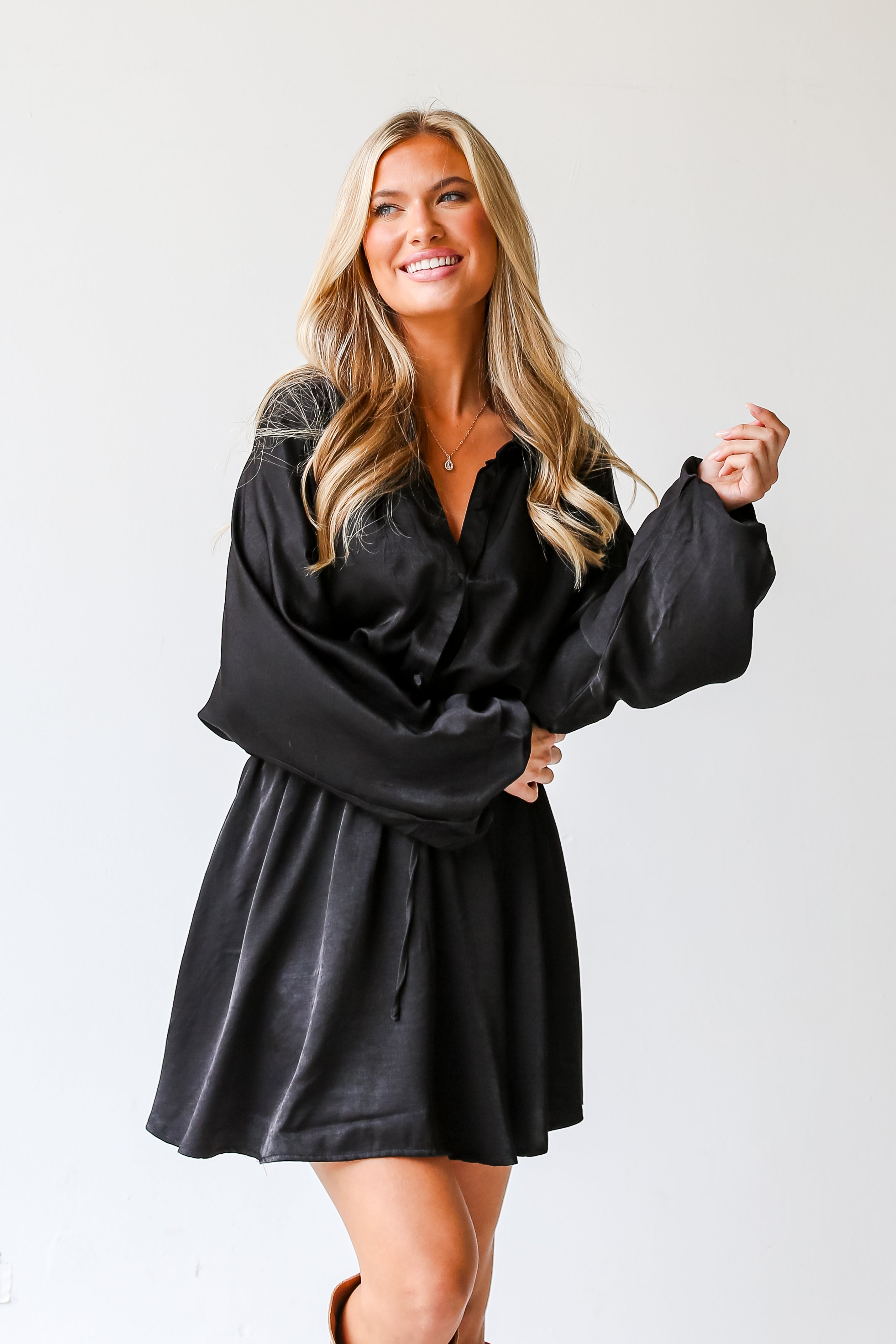 black mini dress