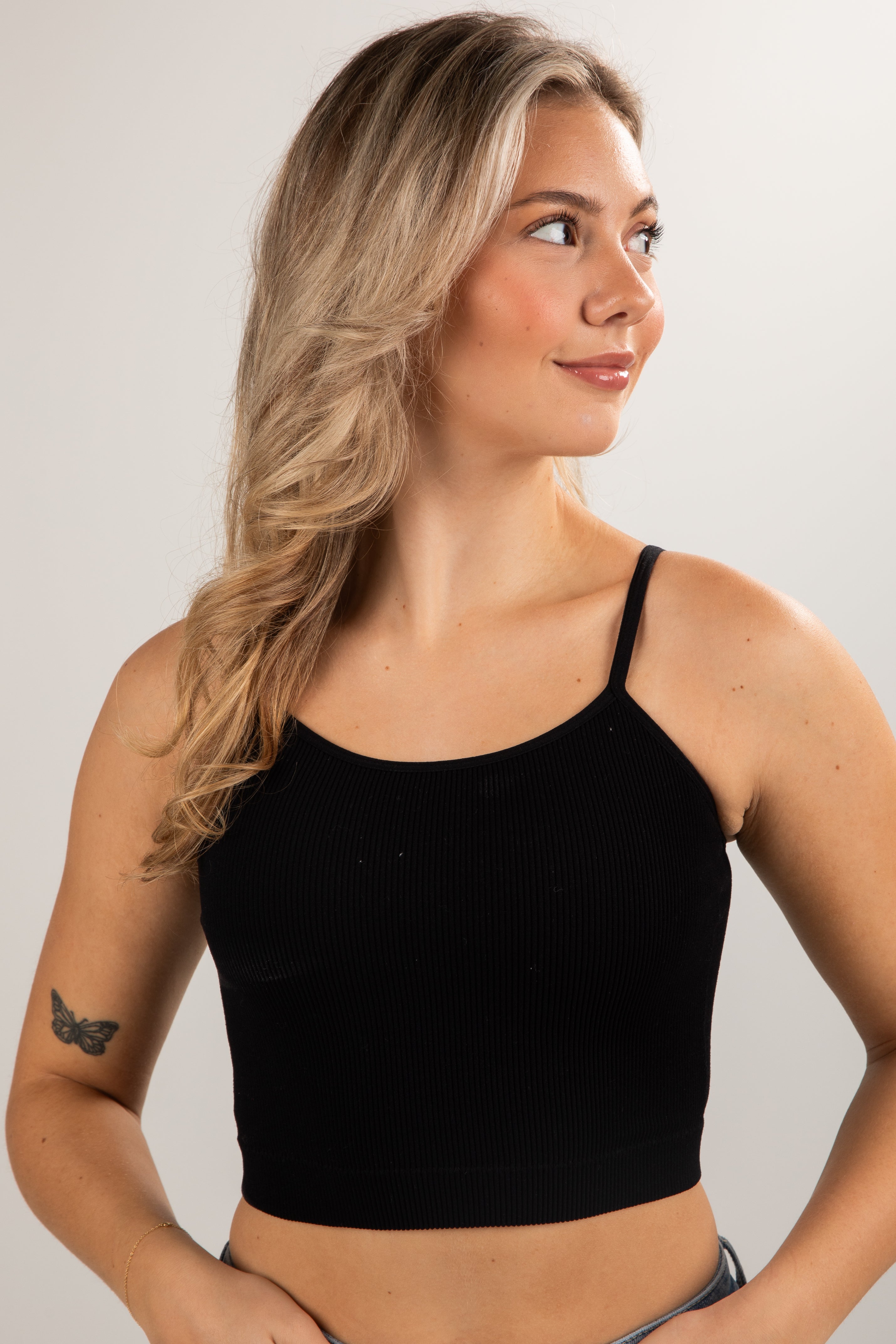 black cropped tank