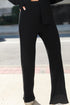 black Ribbed Knit Pants