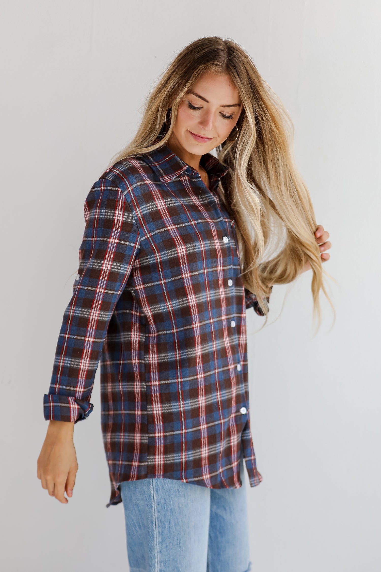 Trendy Era Navy Plaid Flannel