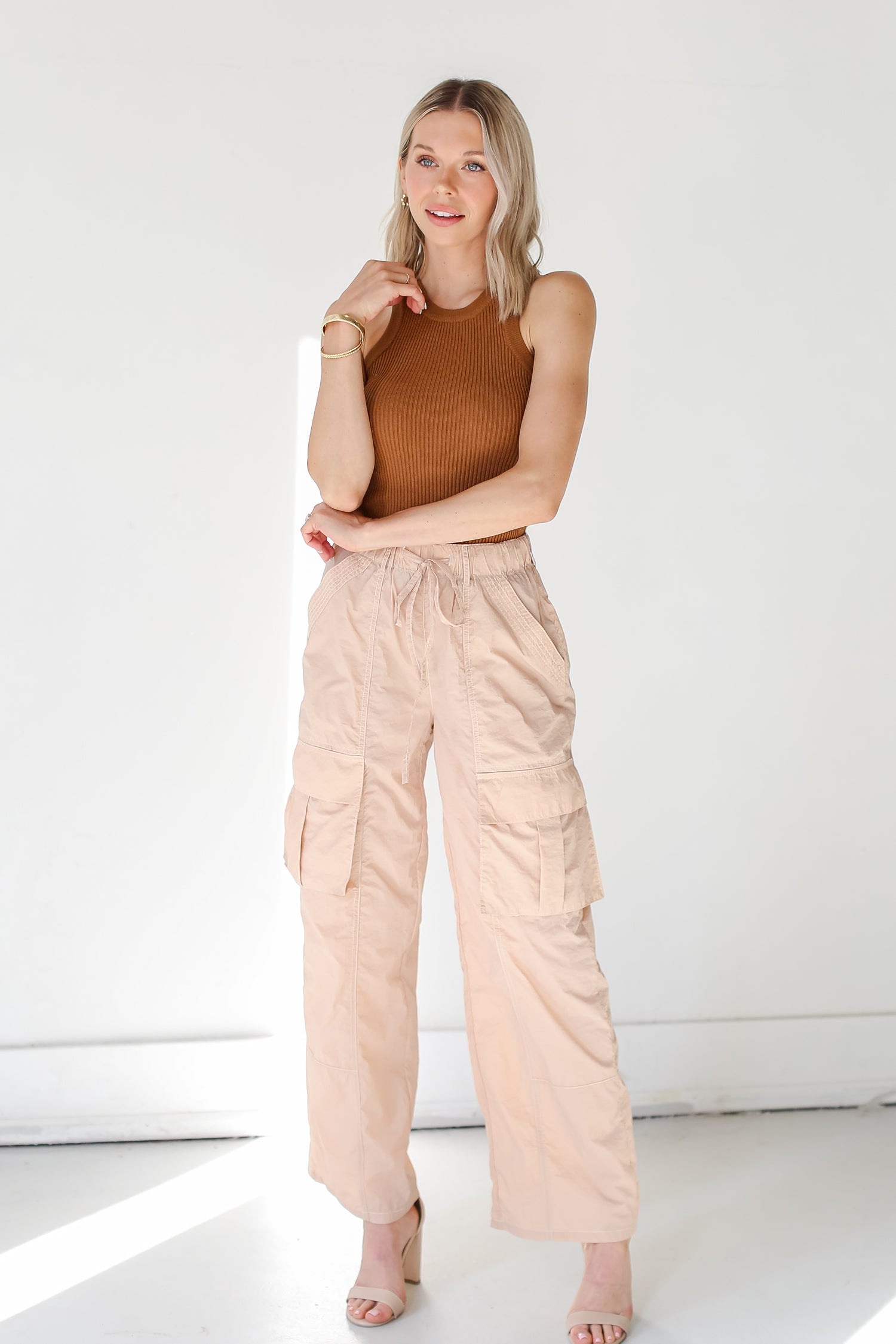 blush Cargo Pants front view