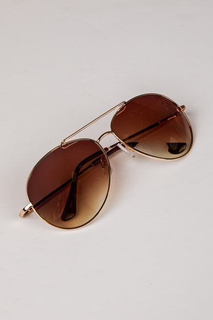 Warm Horizon Brown Aviator Sunglasses