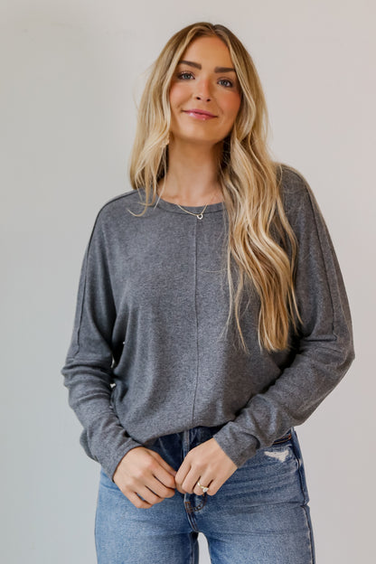 casual Brushed Knit Top for women