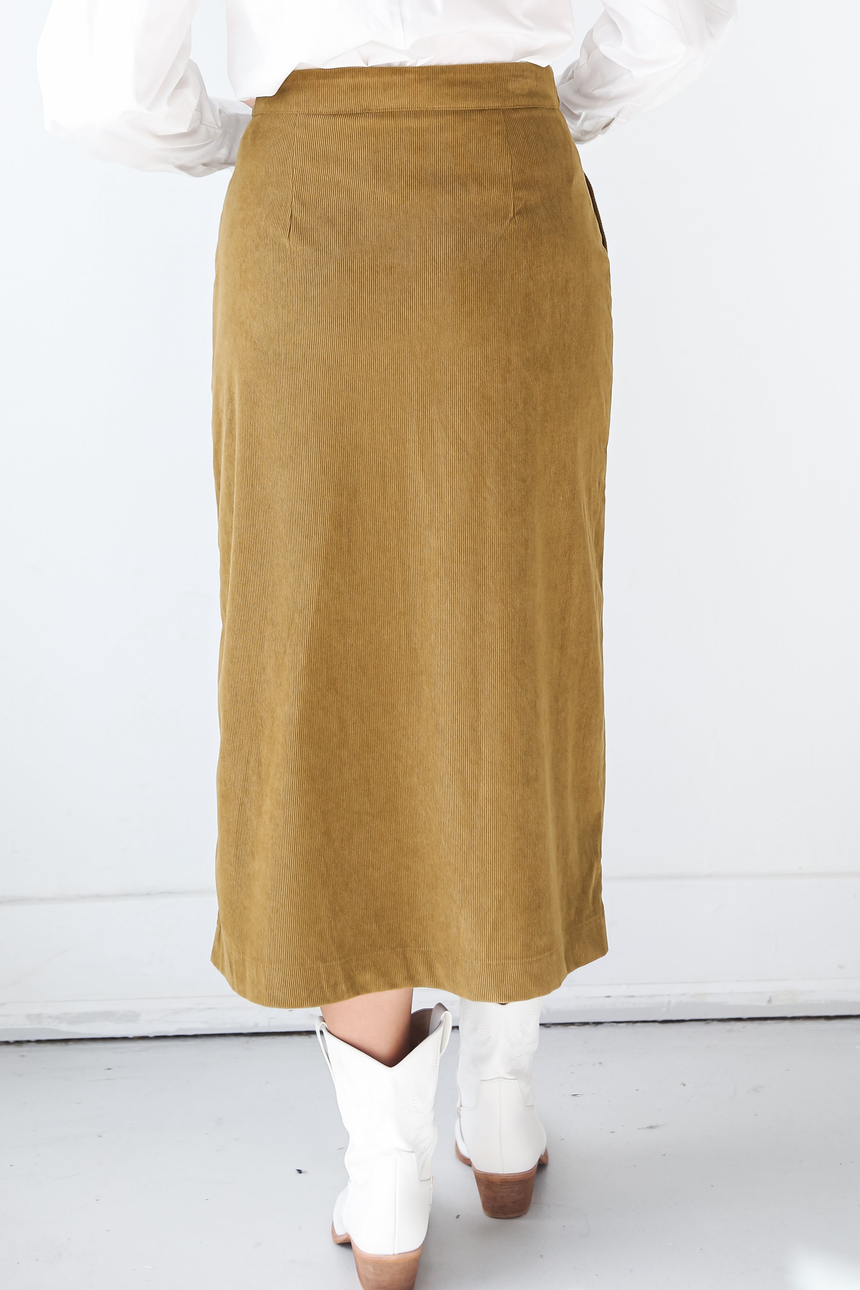 button front midi skirt