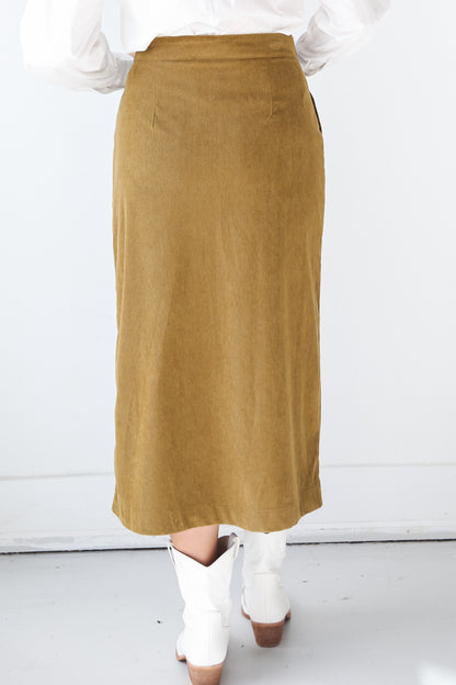 button front midi skirt