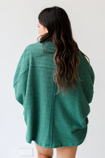 hunter green Oversized Collared Top back view
