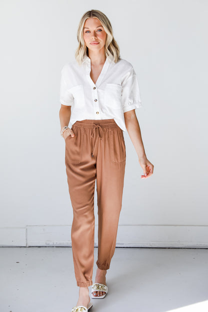 brown Joggers front view