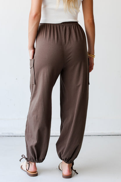 olive cargo Joggers back view