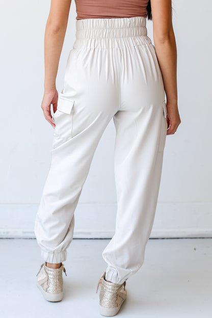 cream Cargo Joggers back view