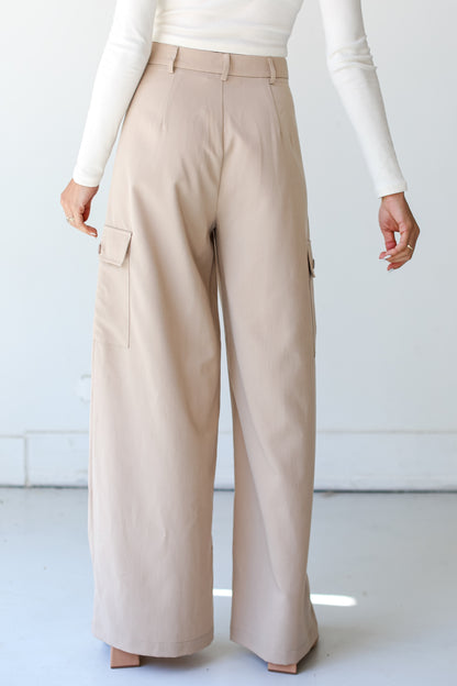 taupe Cargo Trouser Pants back view