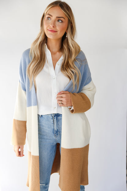 cozy Color Block Longline Cardigan