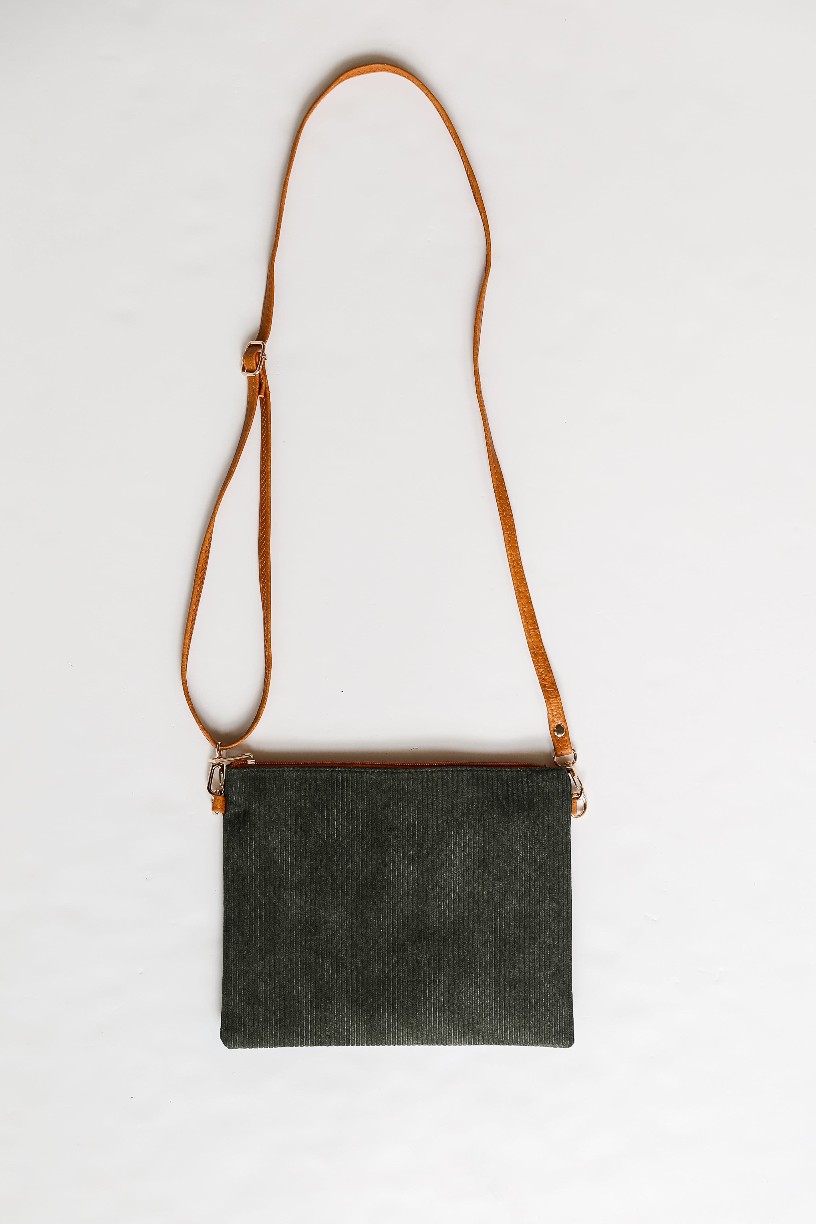 green Corduroy Crossbody Bag