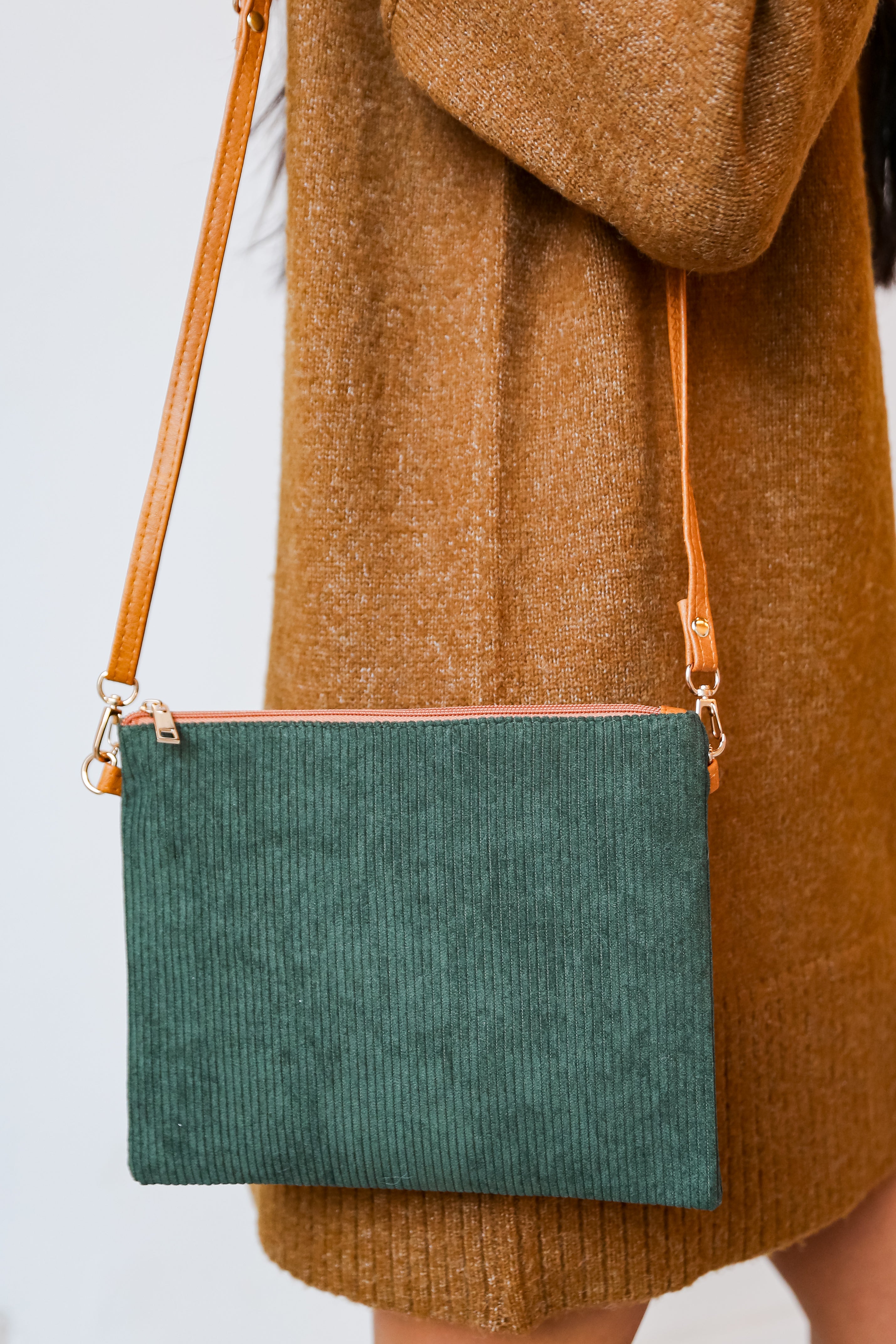 Olive Corduroy Crossbody Bag