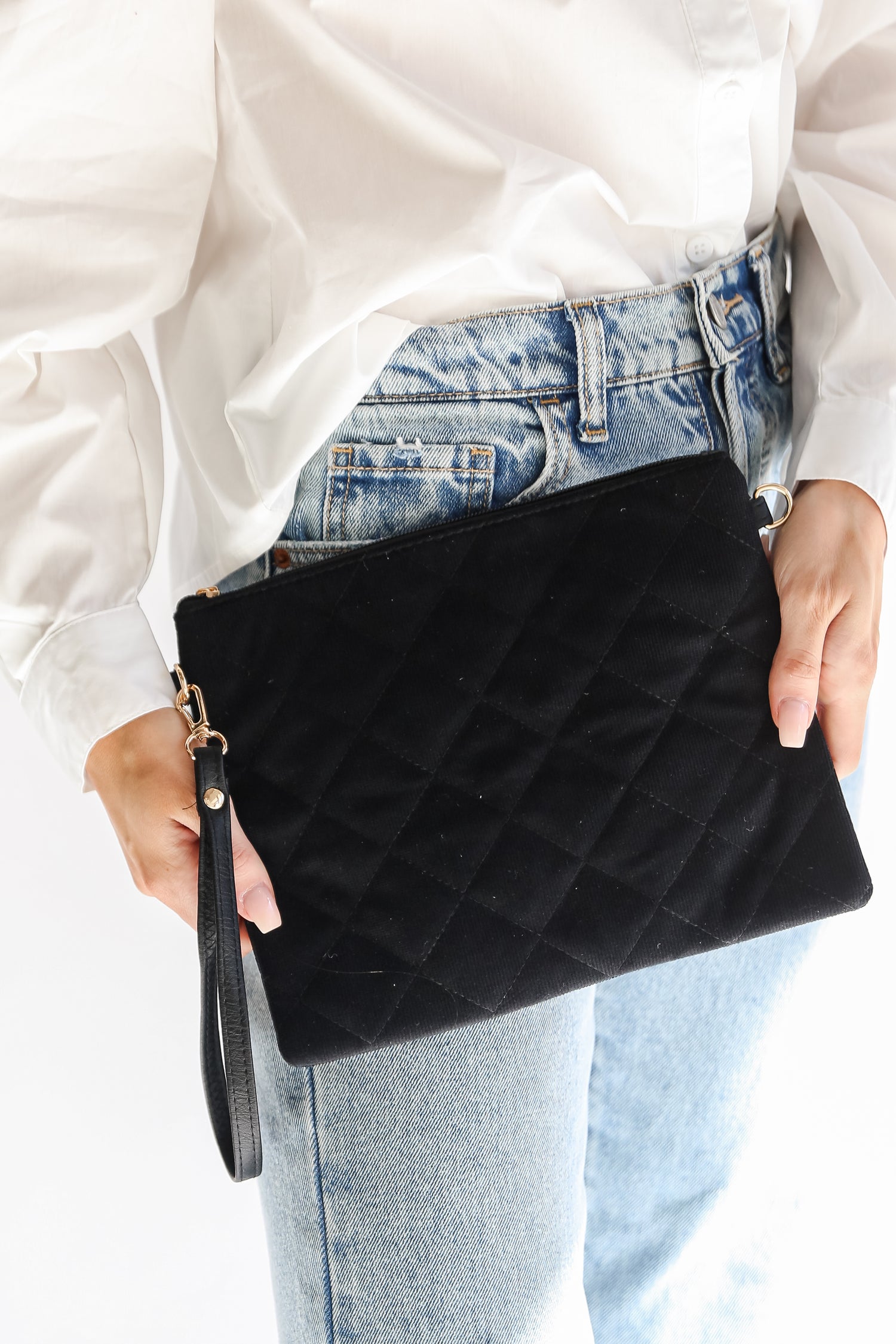 black Black Corduroy Crossbody Bag close up