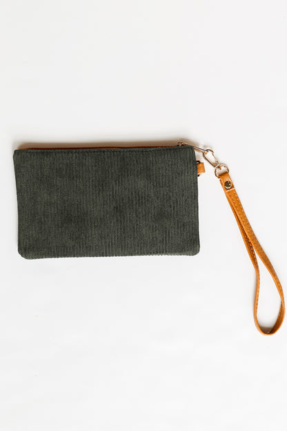 FINAL SALE - Unbelievably Cute Olive Corduroy Wristlet
