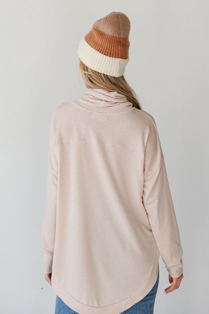 beige Cowl Neck Pullover