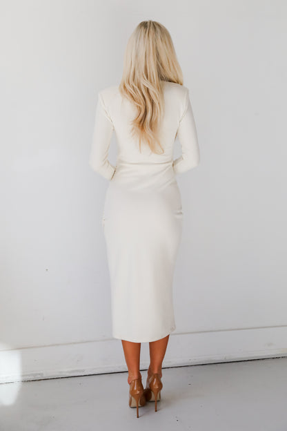 Simply Polished Cream Soft Knit Midi Dress
