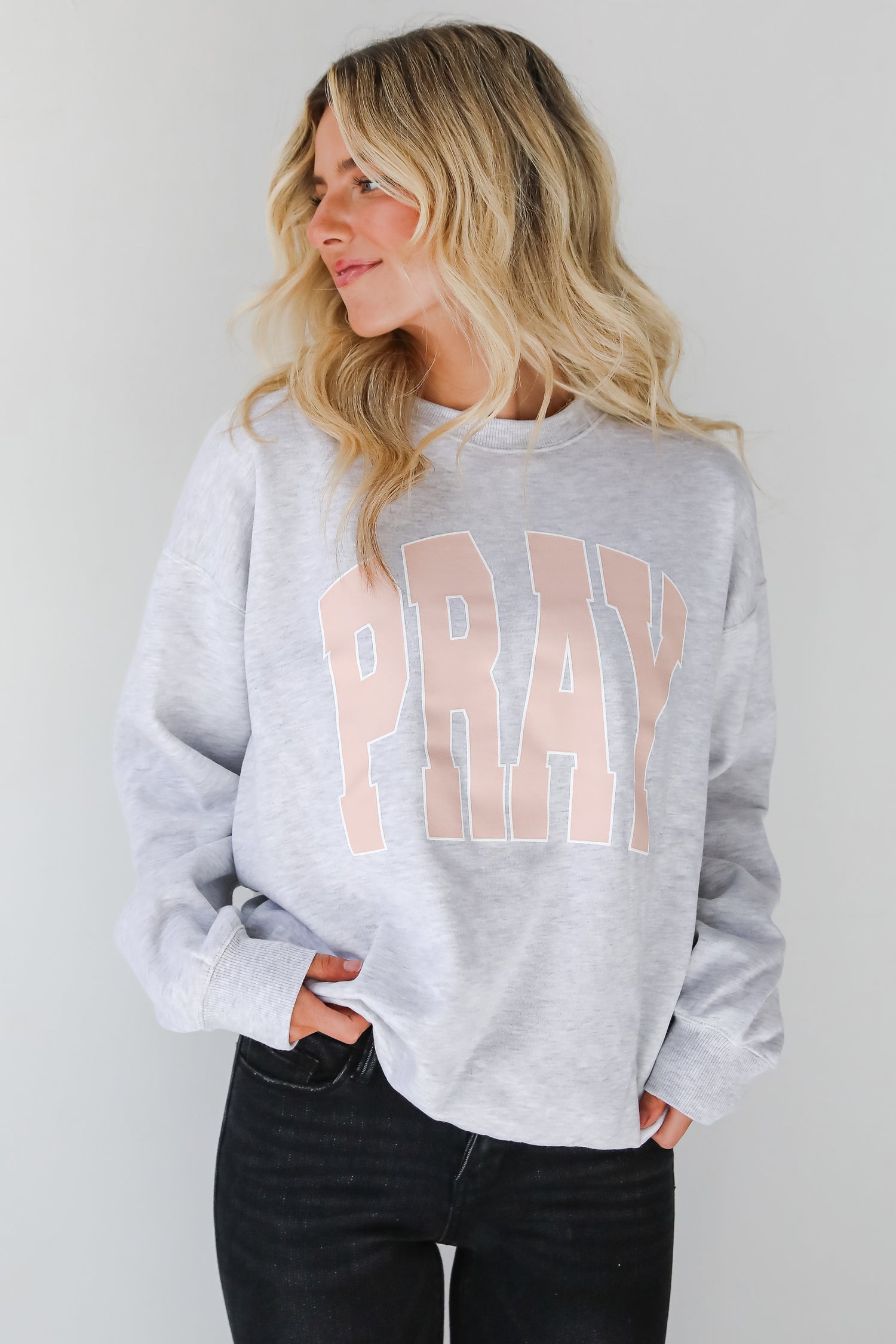 Heather Grey Pray Sweatshirt