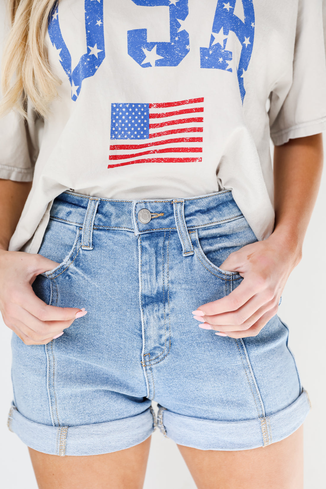light wash Denim Shorts
