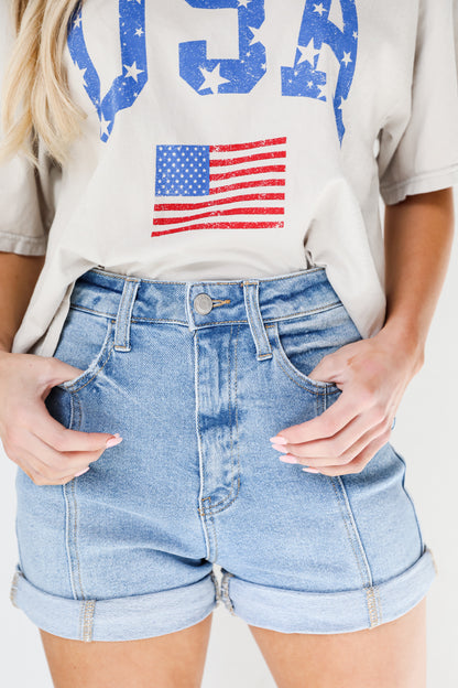 light wash Denim Shorts