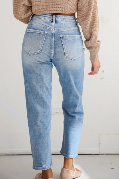 Madelyn Light Wash Distressed Super High Rise Barrel Jeans