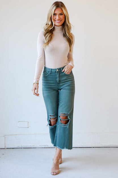high rise Sage Distressed Flare Jeans