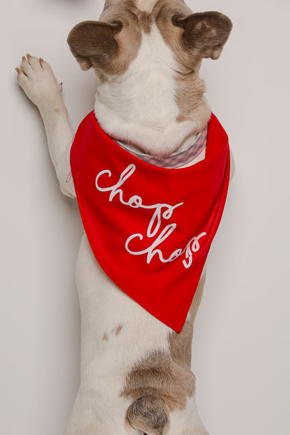 Red Chop Chop Script Dog Bandana