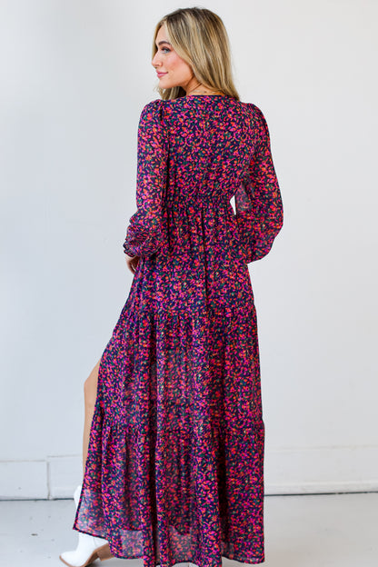 magenta Floral Maxi Dress back view Online Dress Boutiques