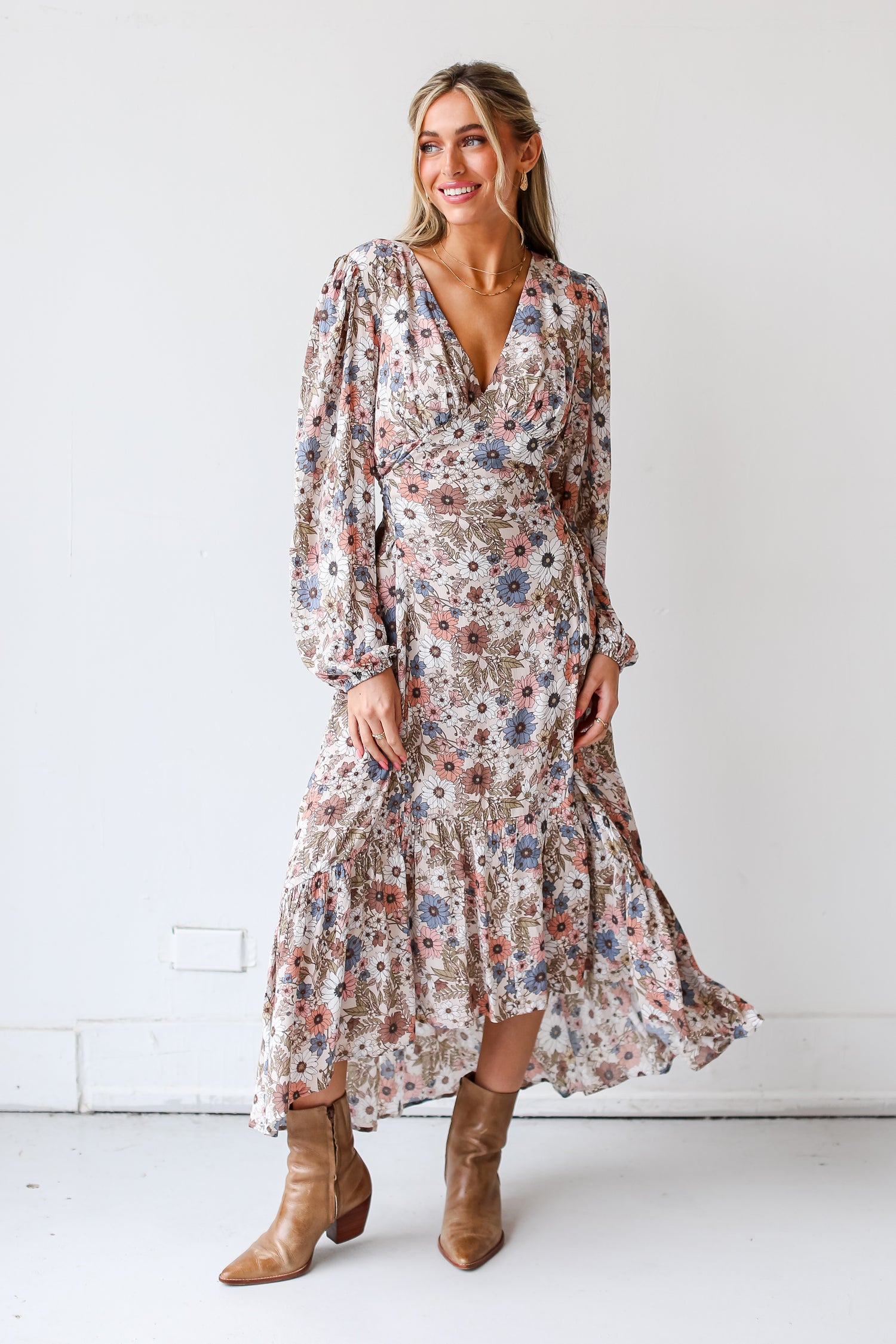 Floral Maxi Dress front view on  model
