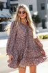 brown floral mini dress