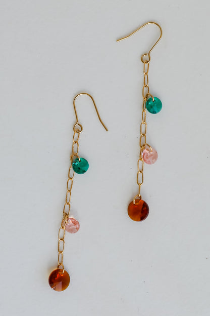 Selena Gold Gemstone Drop Earrings