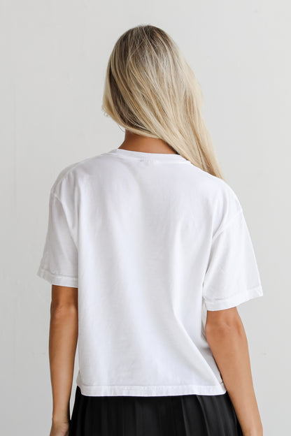White Glory Glory Script Cropped Tee