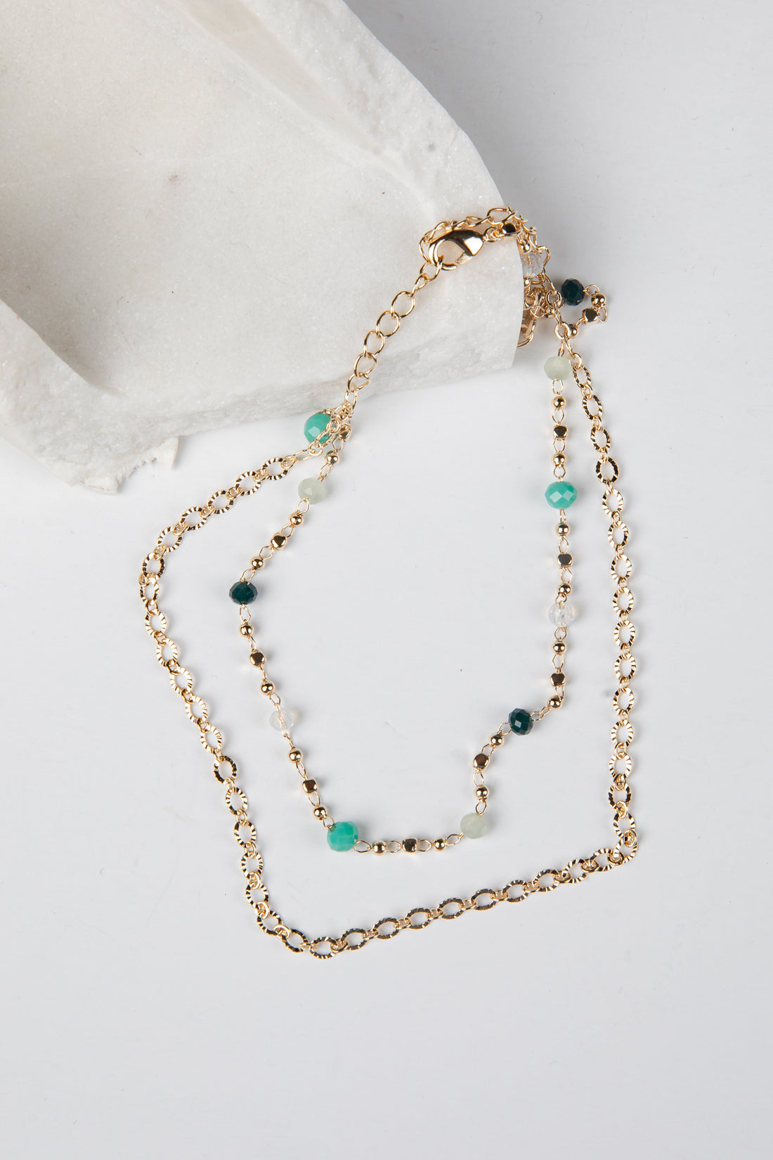 Kate Gold Layered Bead Chain Anklet
