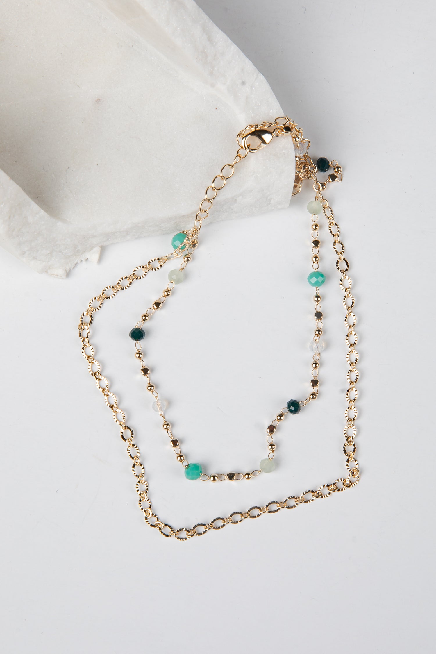 Kate Gold Layered Bead Chain Anklet