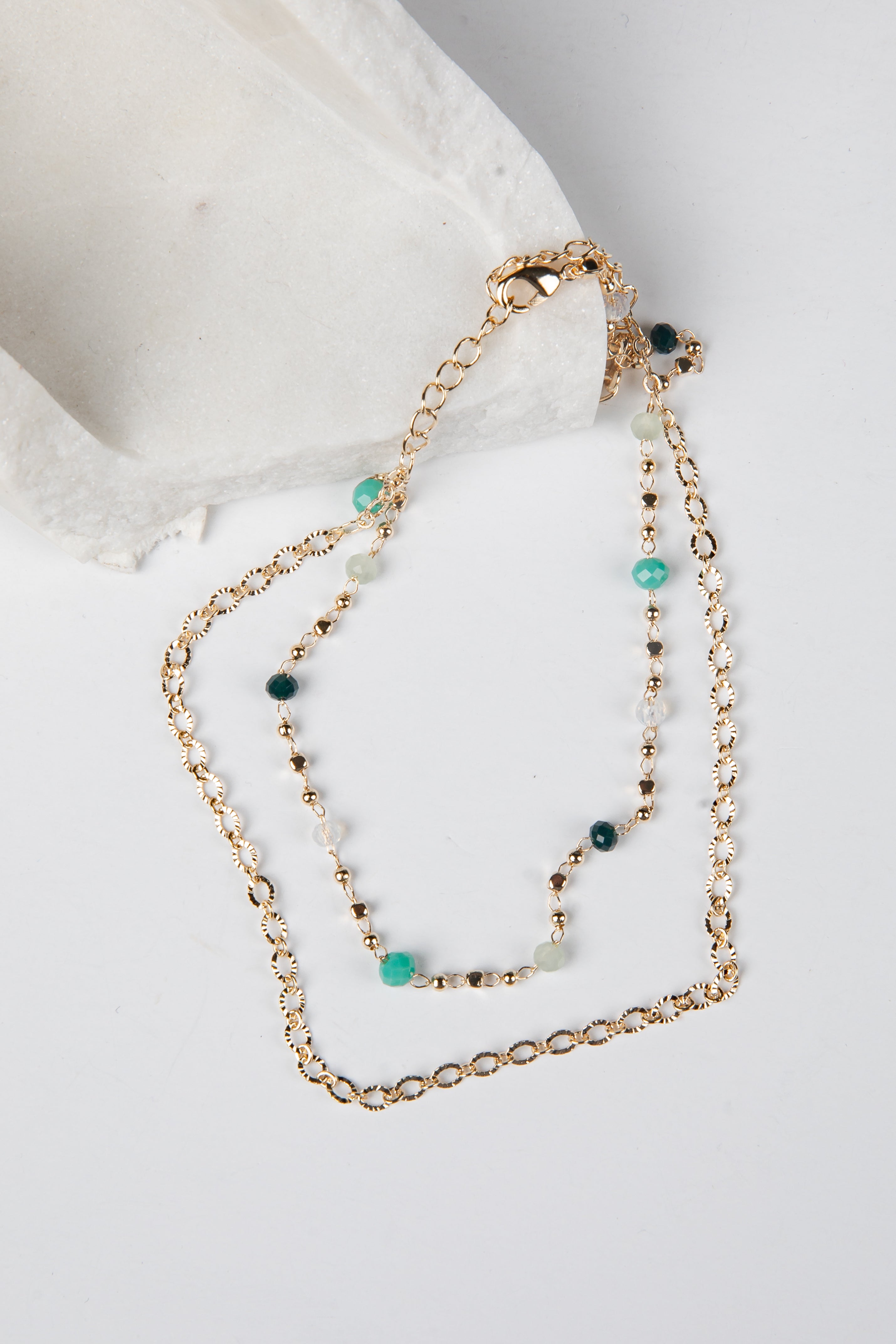 Kate Gold Layered Bead Chain Anklet