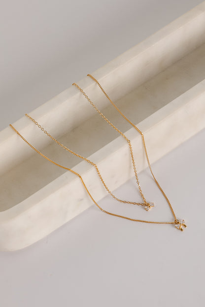 Gianna Gold Bow Charm Layered Necklace